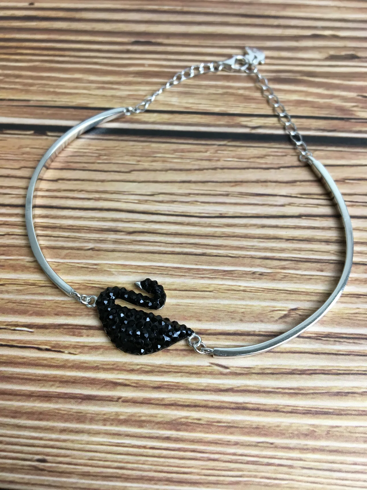 Swarovski Swan Black Crystal Pavé Bangle Bracelet 2