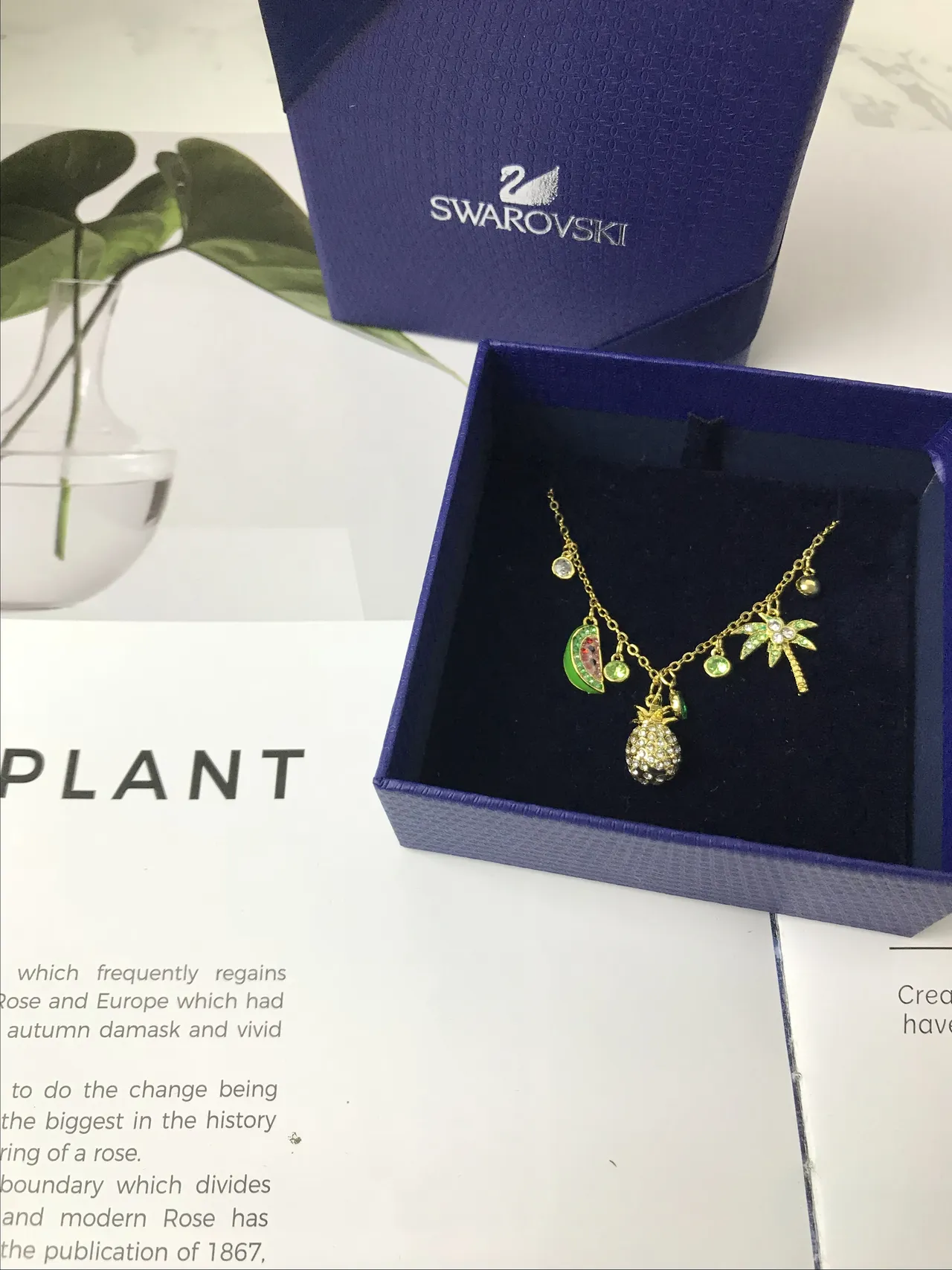 Swarovski تعويذة استوائية ذهبية قلادة كريستال 2