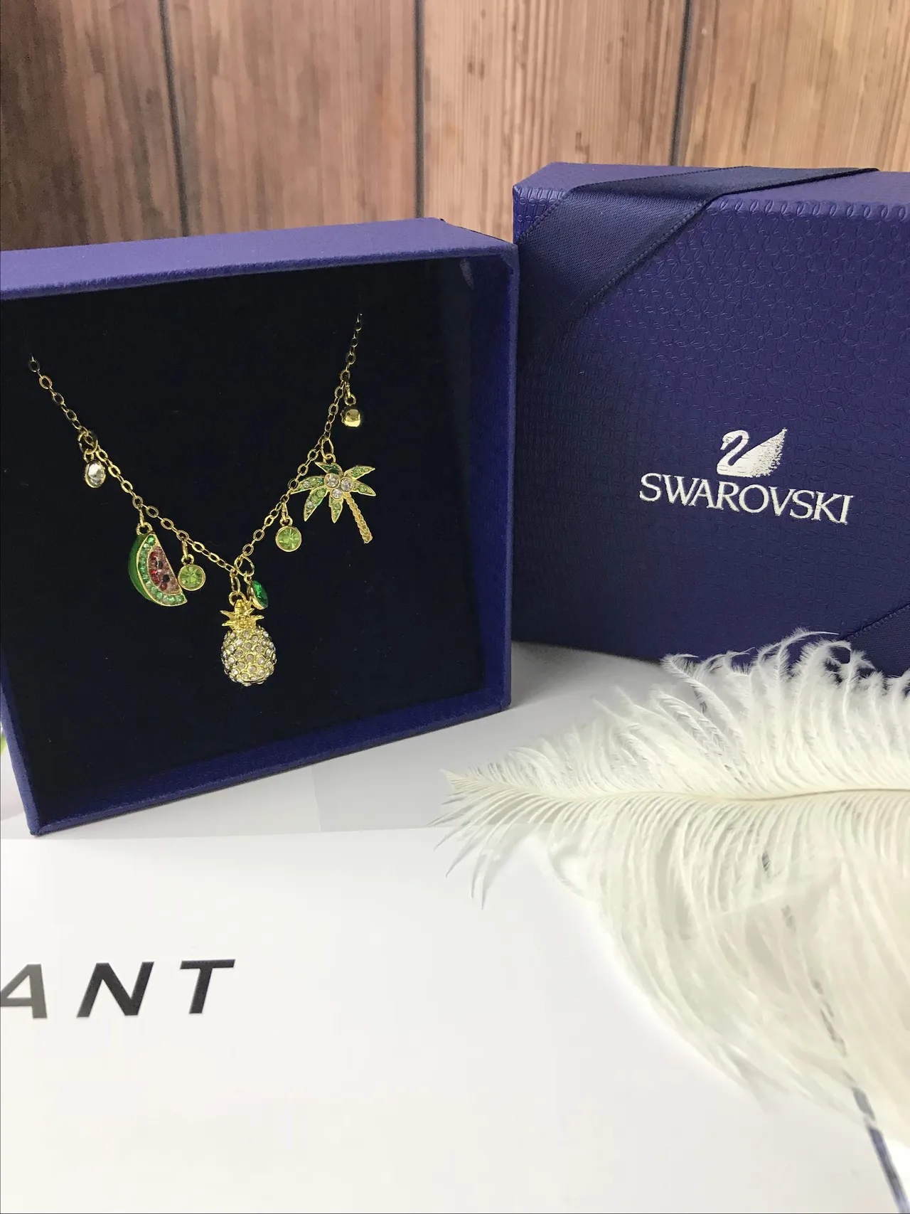 Swarovski تعويذة استوائية ذهبية قلادة كريستال 3