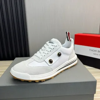 Thom Browne Double-Button Strap White and Gray Lifestyle Sneakers