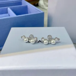 Tiffany & Co. Asymmetrical Pearl and Diamond Cluster Stud Earrings