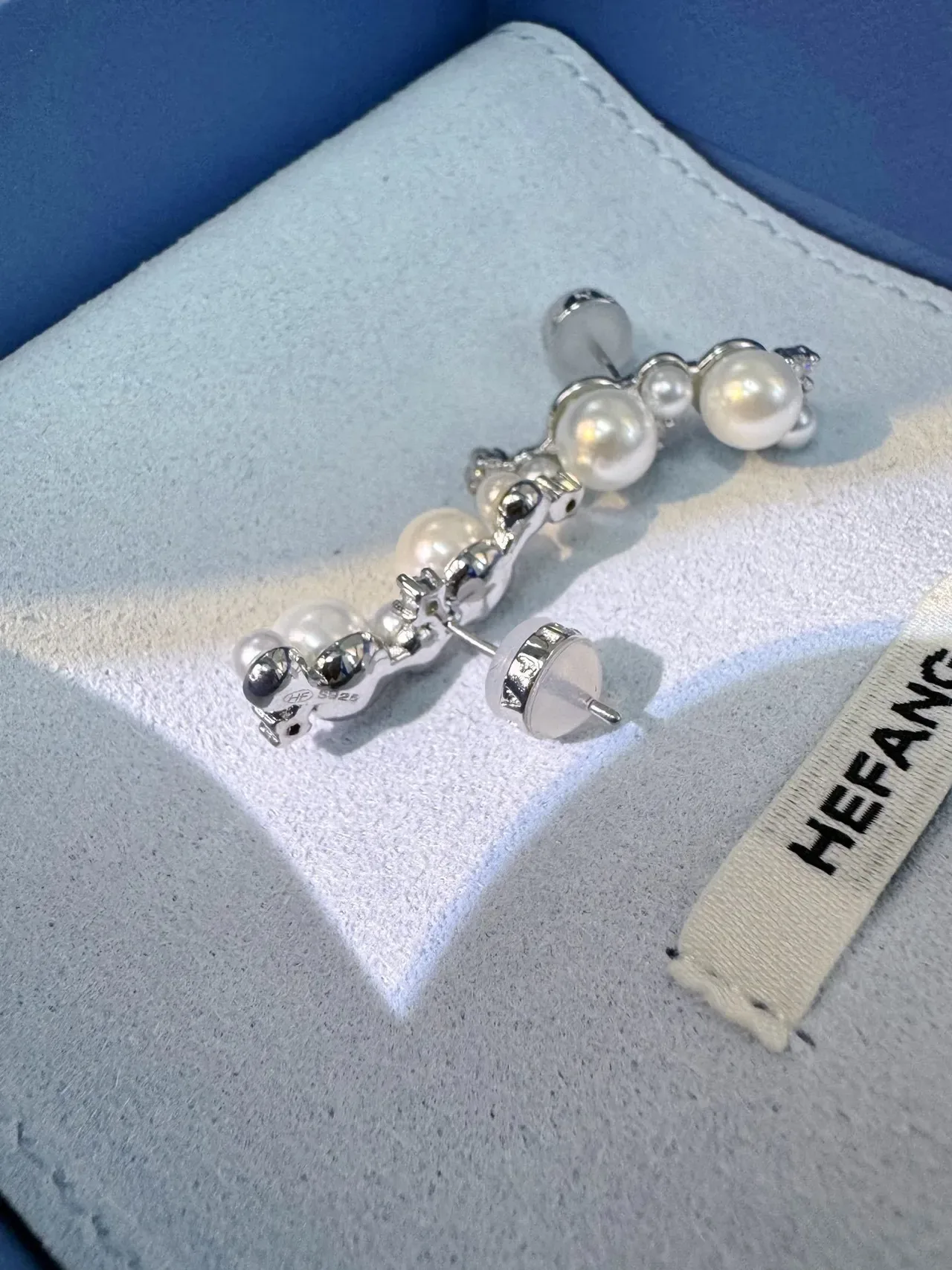 Tiffany & Co. Asymmetrical Pearl and Diamond Cluster Stud Earrings 4
