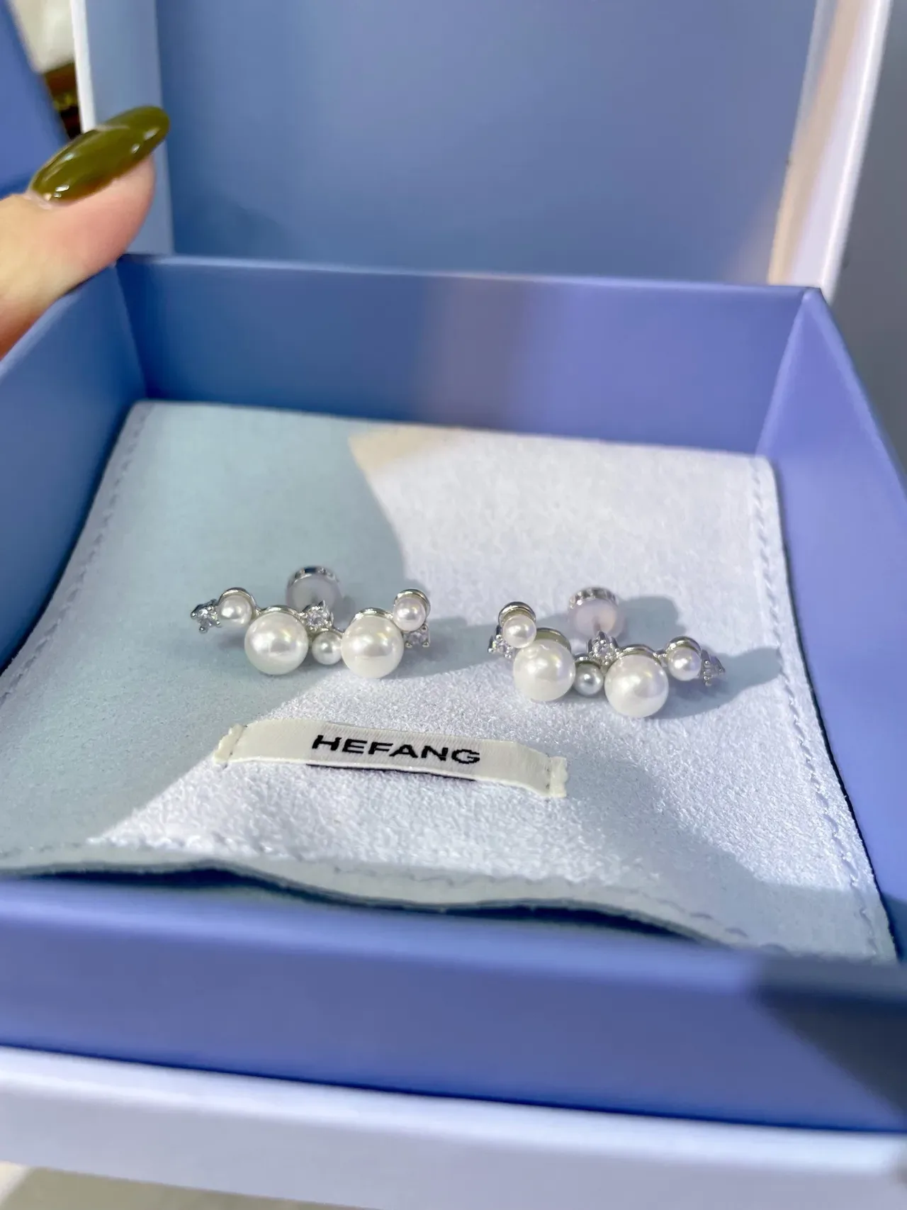 Tiffany & Co. Asymmetrical Pearl and Diamond Cluster Stud Earrings 5