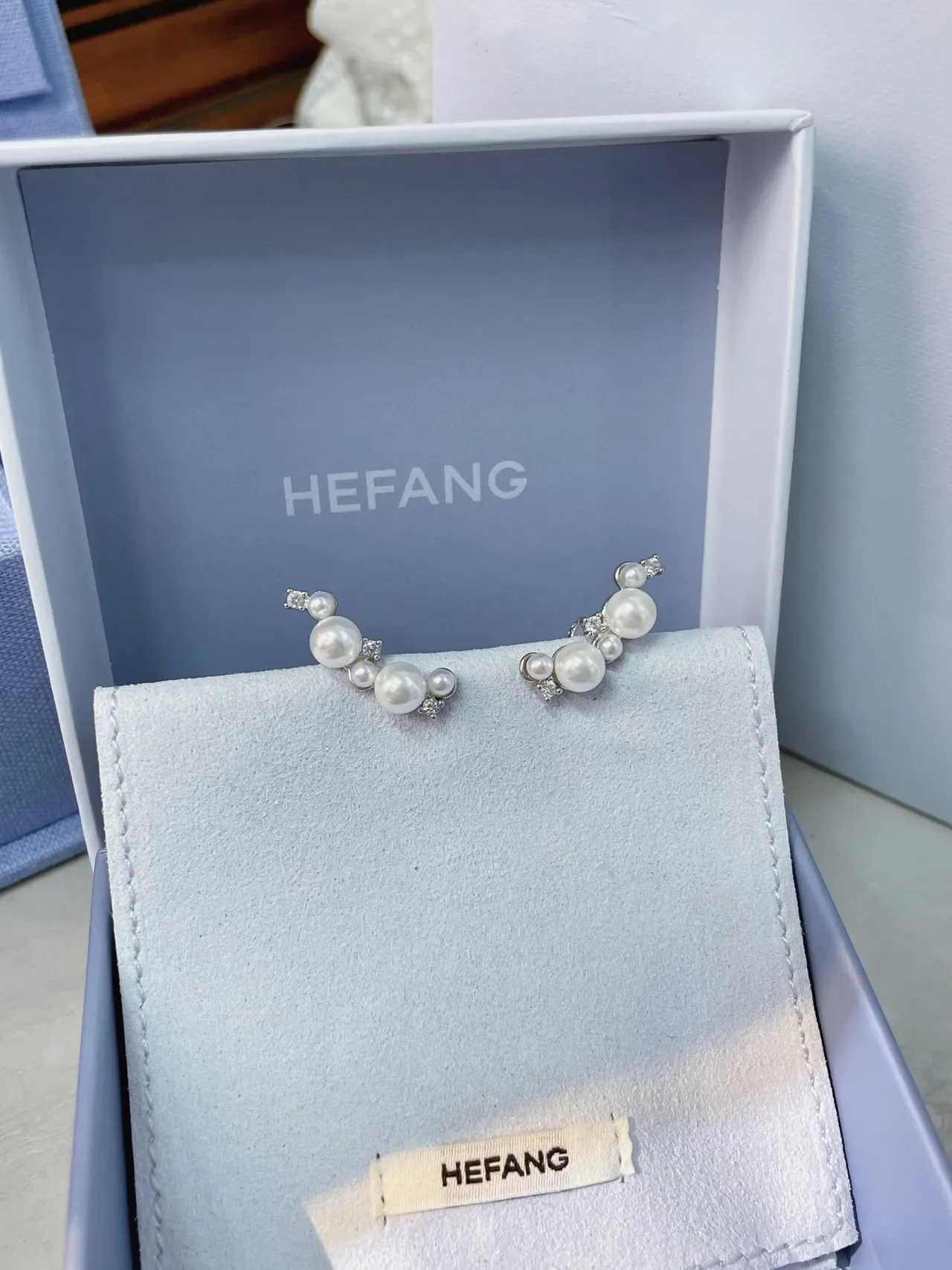 Tiffany & Co. Asymmetrical Pearl and Diamond Cluster Stud Earrings 8