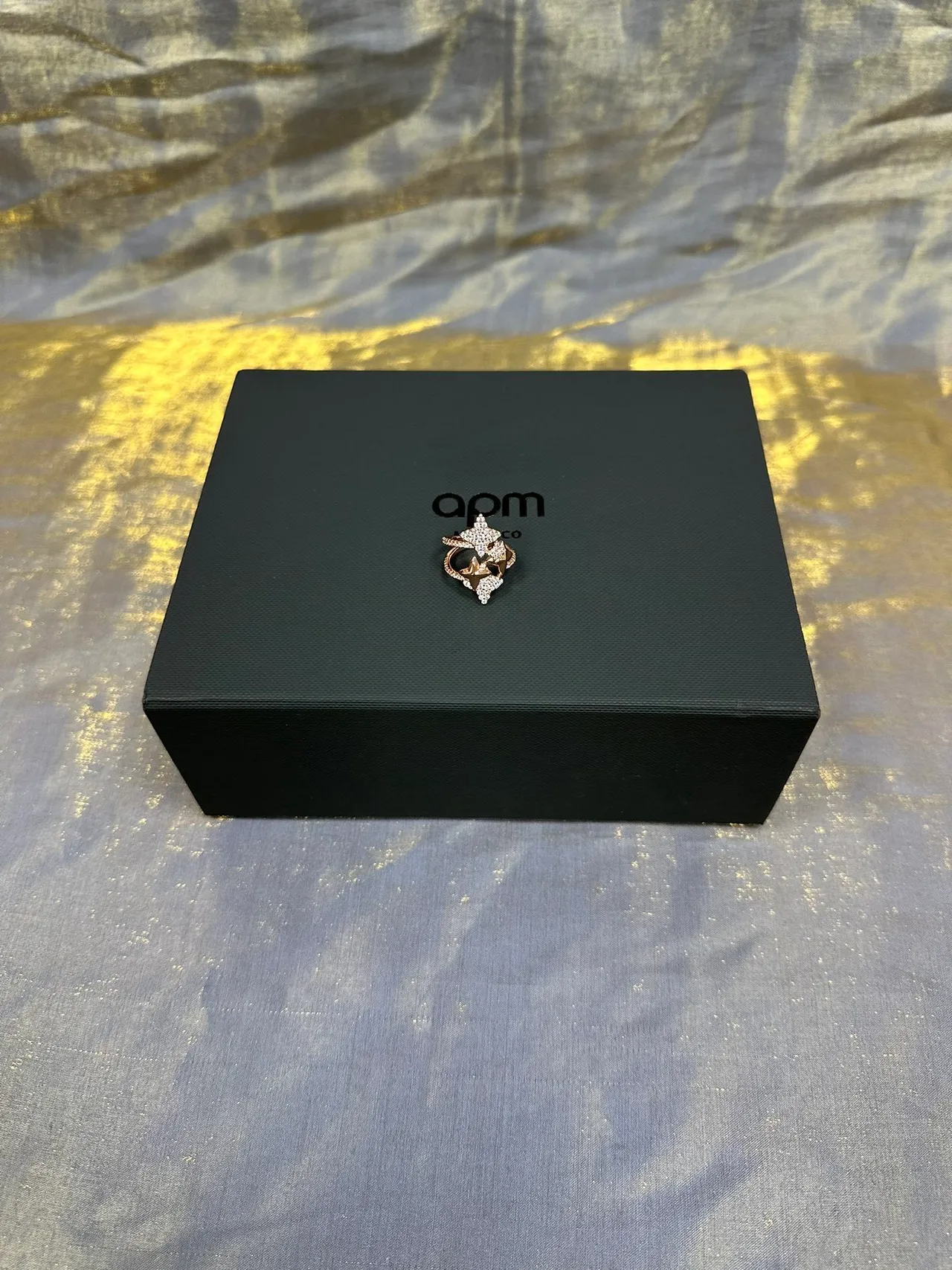 Tiffany & Co. Or Bleu Bague Motif Étoile Multicouche Pavé-Set Pierres Transparentes 6