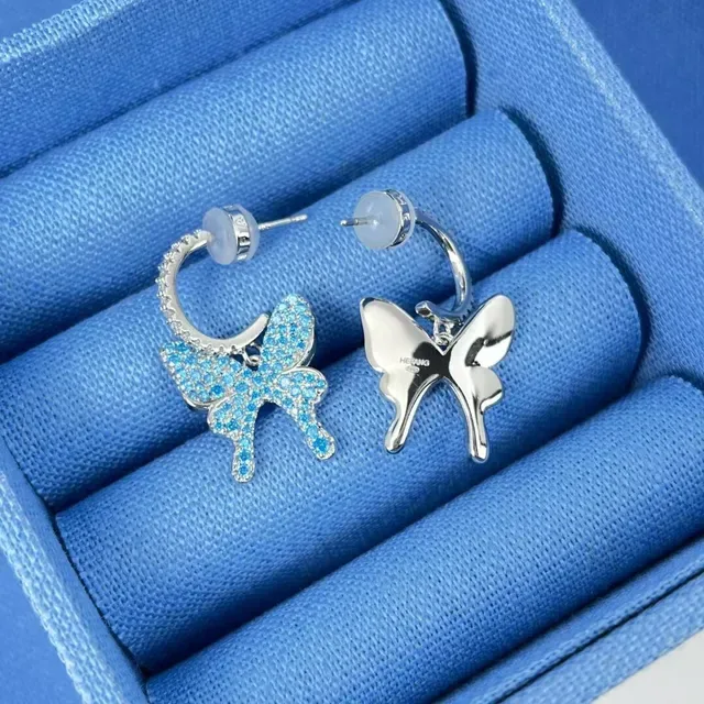 Tiffany & Co. Brincos de aro azul Pavé borboleta 4