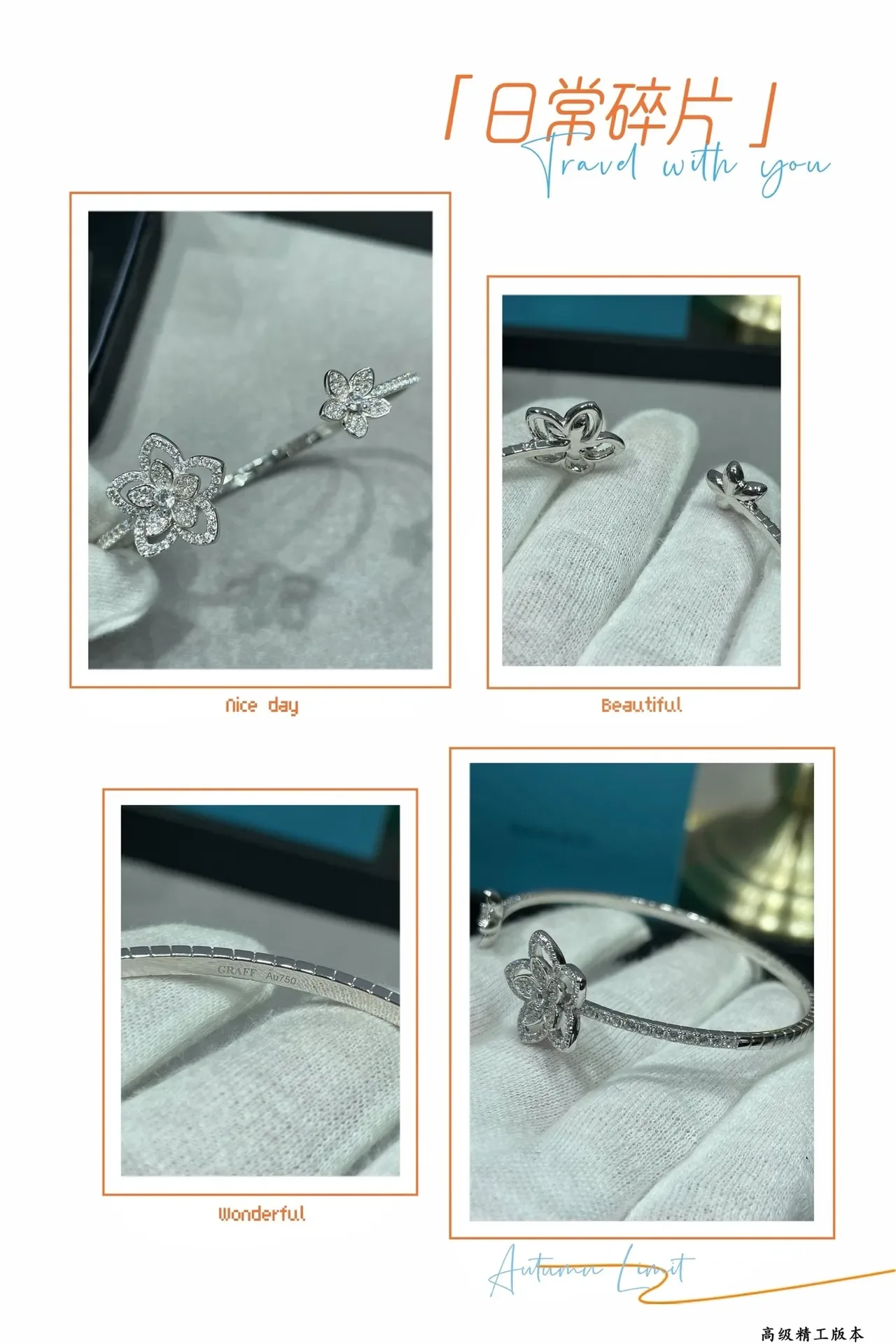 Tiffany & Co. Bracelete Floral Prata Branco Forma de Flor Diamantes Pavé 2