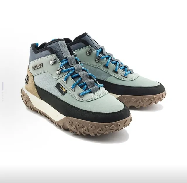 Timberland أحذية المشي المتوسطة متعددة اللوحات باللون البيج والأزرق 3