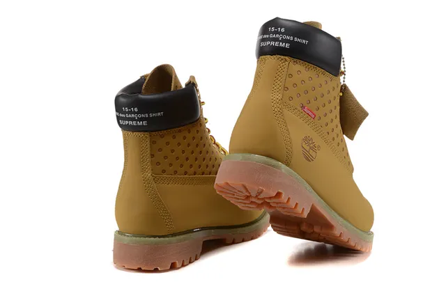 Timberland Premium 6-Inch Beige Black Waxed Leather Upper Perforated Side Panel Work Boots 4