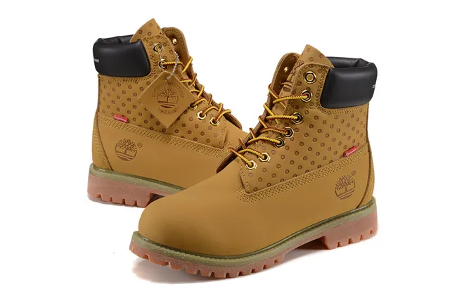 Timberland Premium 6-Inch Beige Black Waxed Leather Upper Perforated Side Panel Work Boots 7