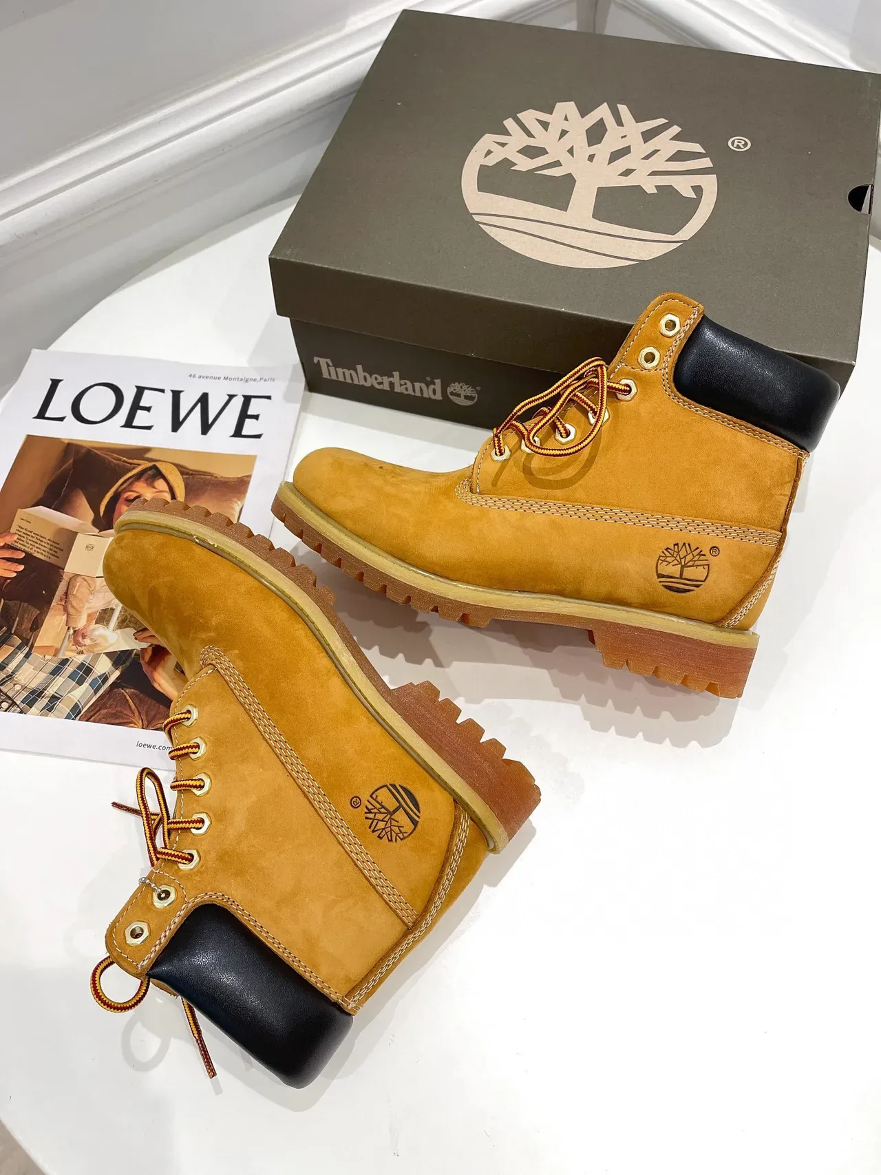 Timberland Premium 6-Inch Yellow Nubuck Work Boots 6