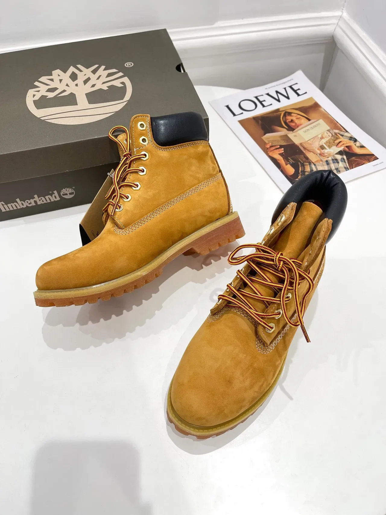 Timberland Premium 6-Inch Yellow Nubuck Work Boots 7