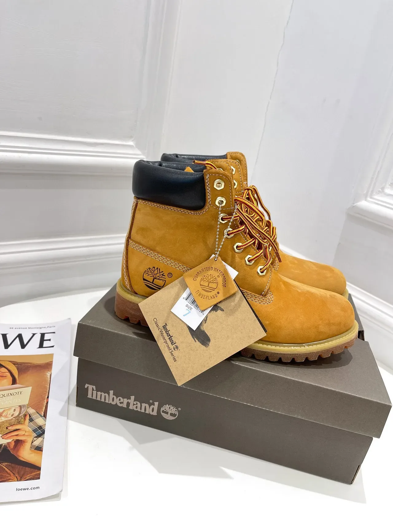 Timberland Premium 6-Inch Yellow Nubuck Work Boots 8