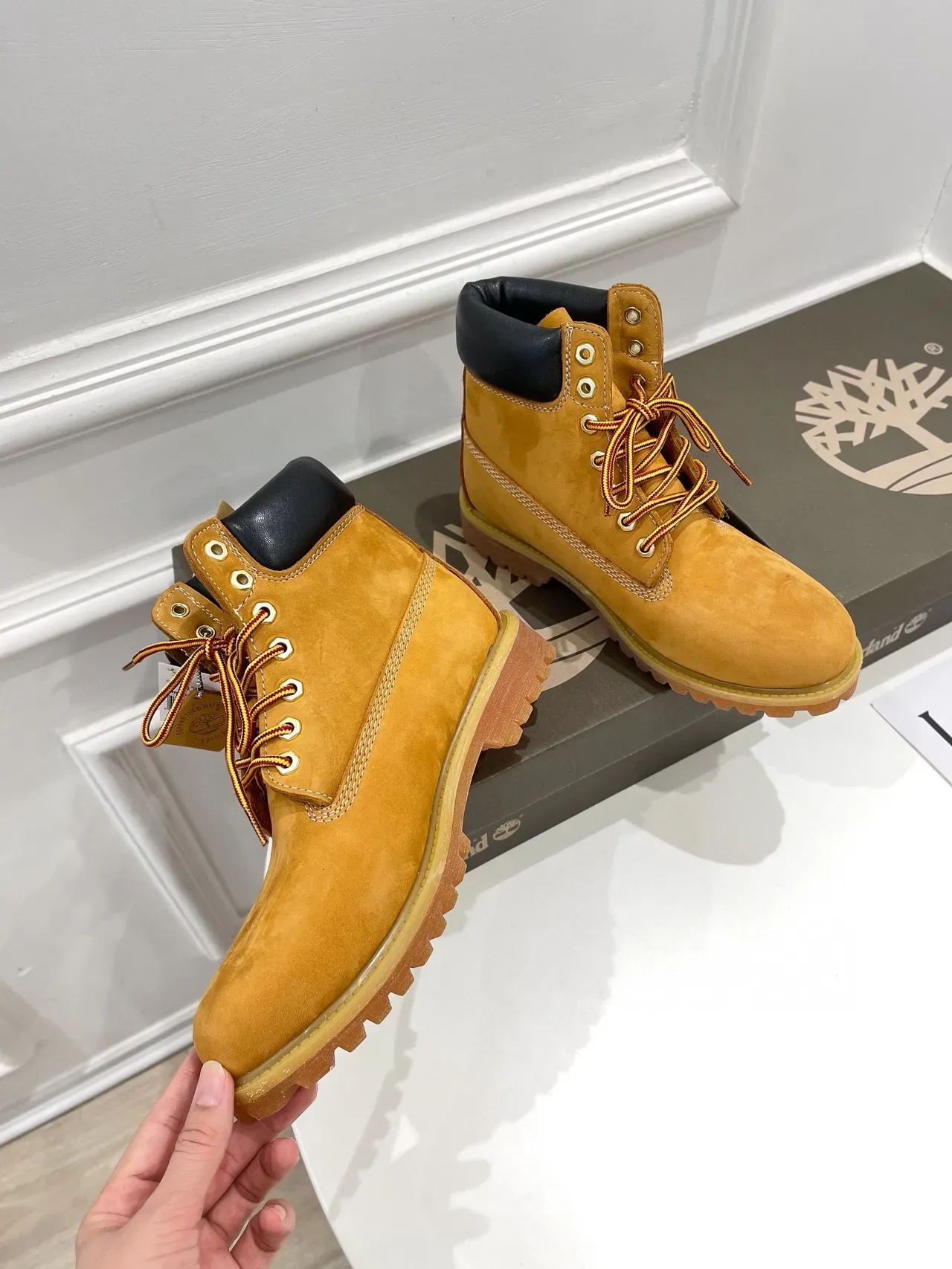 Timberland Premium 6-Inch Yellow Nubuck Work Boots 9