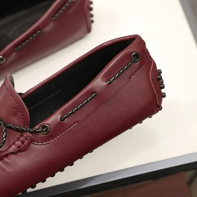 Tod's Gommino Burgundy Black Leather Braided Rope Bow Loafer 2