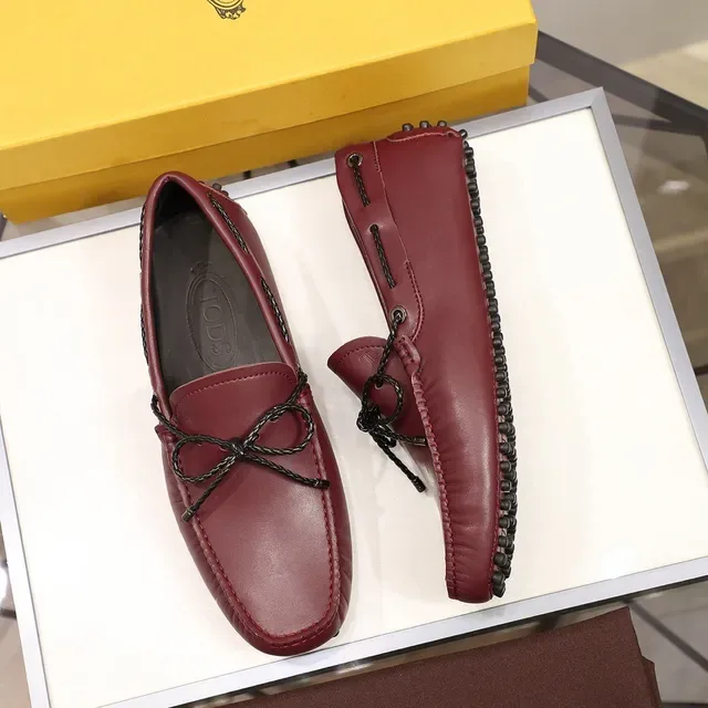 Tod's Gommino Burgundy Black Leather Braided Rope Bow Loafer 9