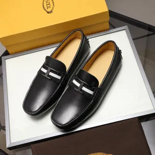 Tod's H-Buckle Black White Leather Strap Loafer