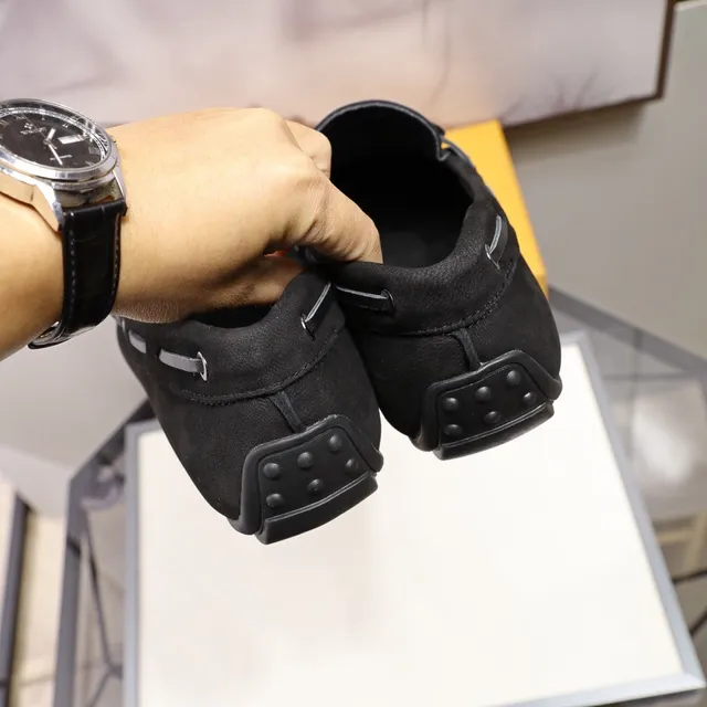 Tod's Mocassin de cuir noir aspect daim avec détail de nœud avant 2
