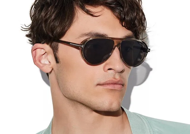 Tom Ford Marcus Translucent Gray Aviator Sunglasses 3