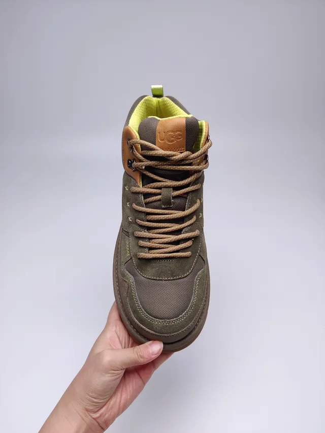UGG Army Green Brown Olive Suede Tan Leather Paneling Hiking Boots 4