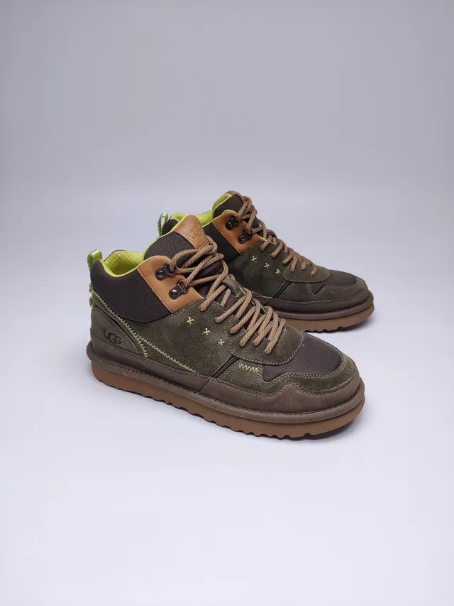 UGG Army Green Brown Olive Suede Tan Leather Paneling Hiking Boots 6