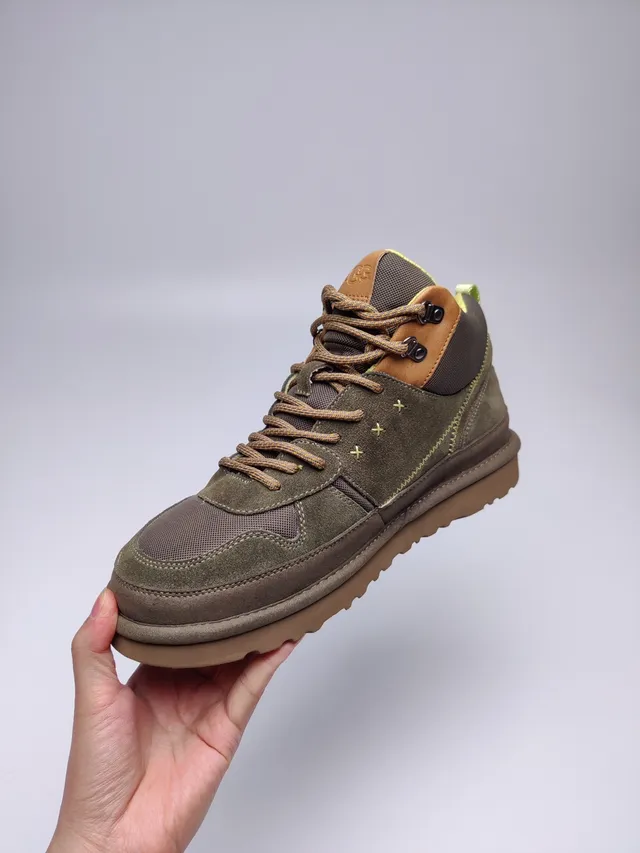 UGG Army Green Brown Olive Suede Tan Leather Paneling Hiking Boots 12