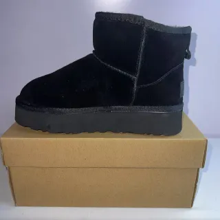 UGG Black Platform Sole Suede Upper Snow Boots