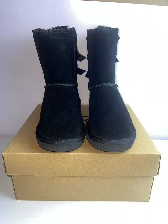 UGG Black Suede Upper Shearling Lining Ankle Boots 5