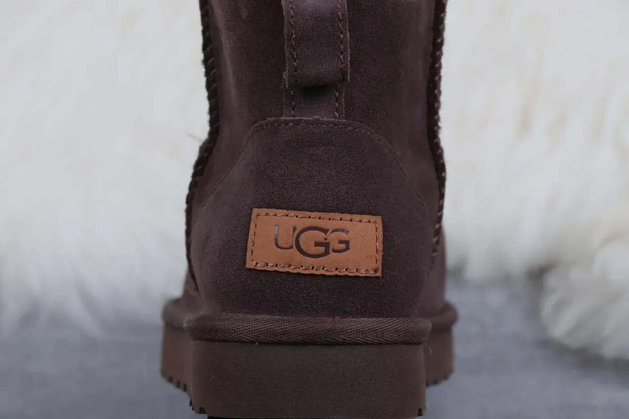 UGG Bottines de Neige Marron Noir Daim Doublé Shearling 7