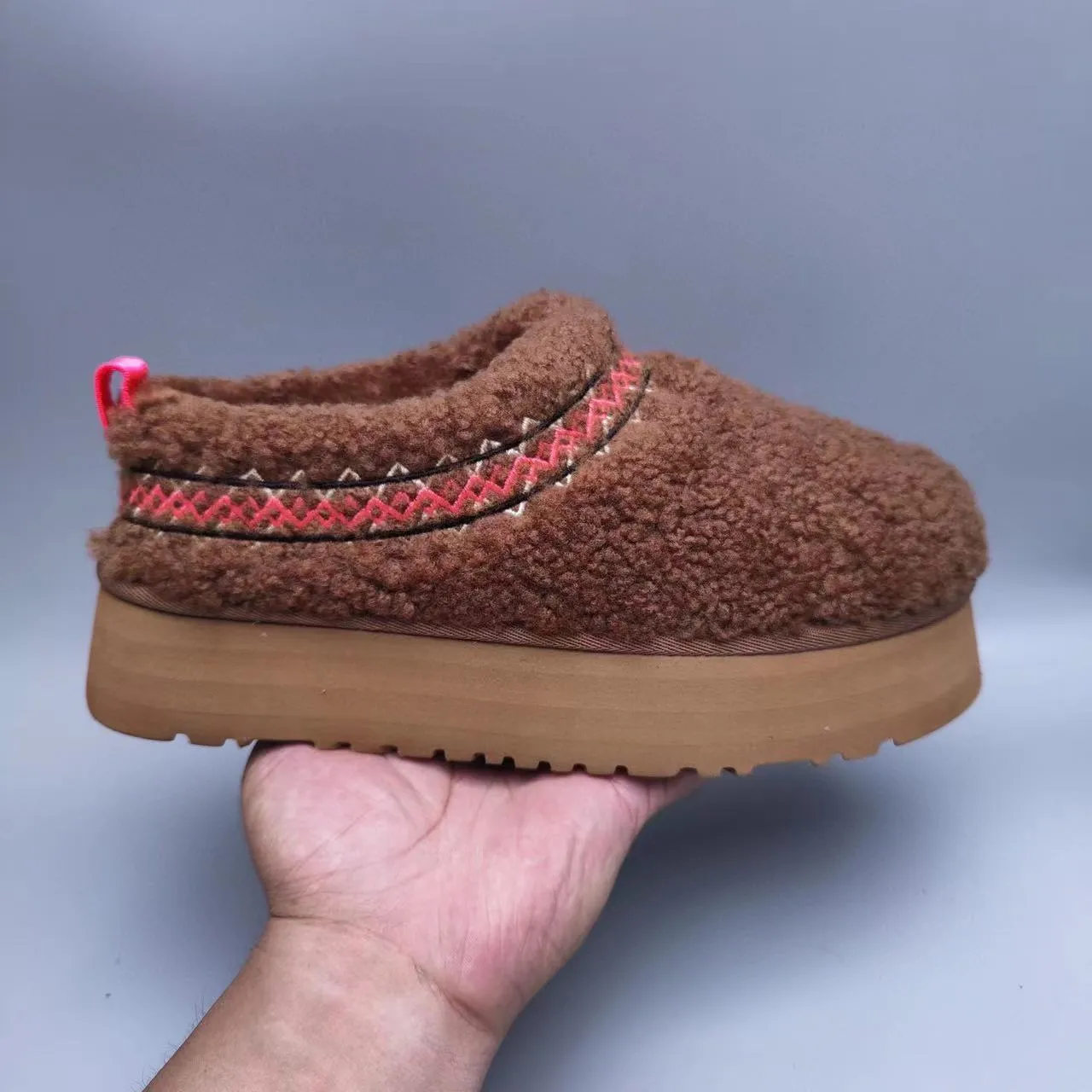 UGG Brown Red Shearling Upper Platform Sole Casual Shoes 2