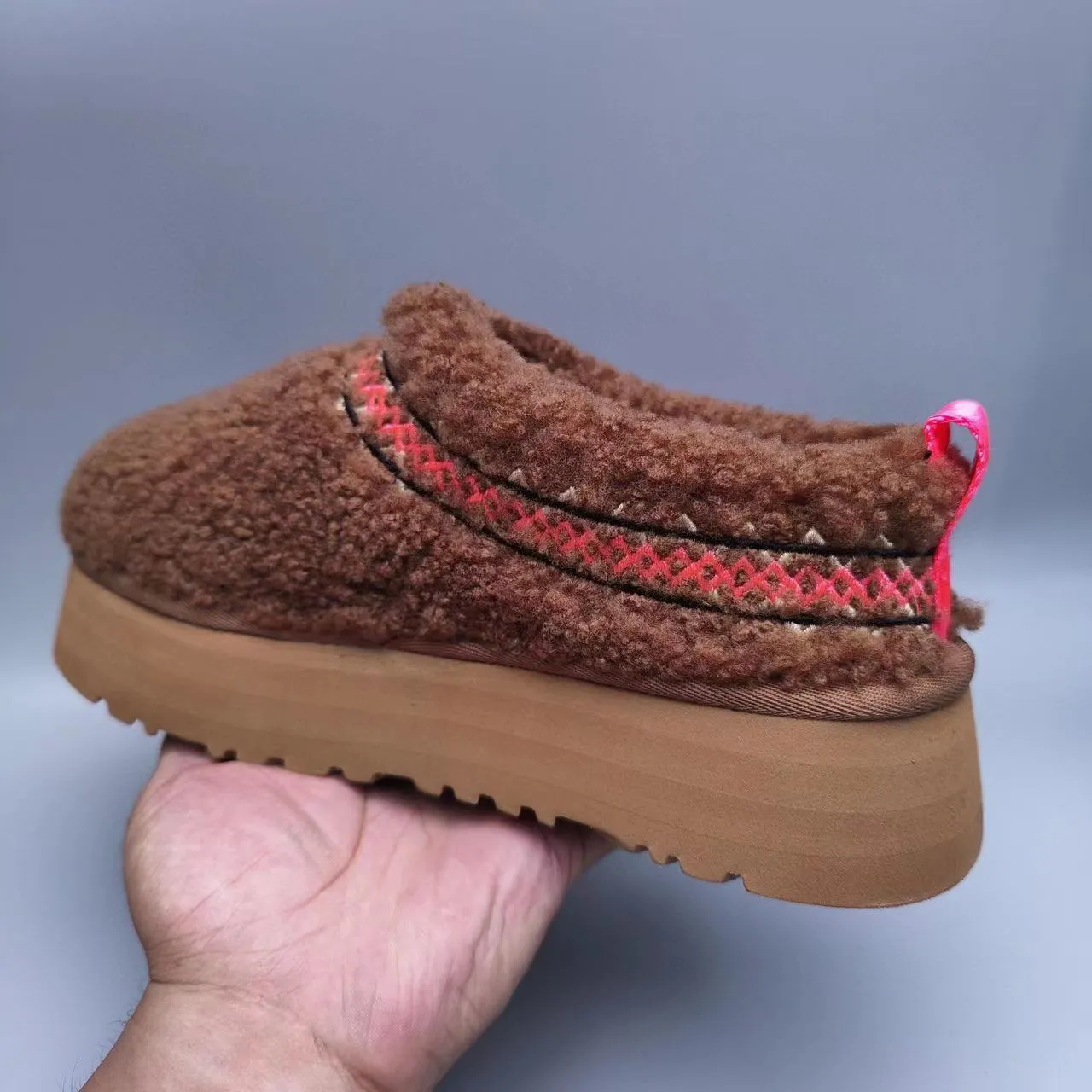 UGG Brown Red Shearling Upper Platform Sole Casual Shoes 5
