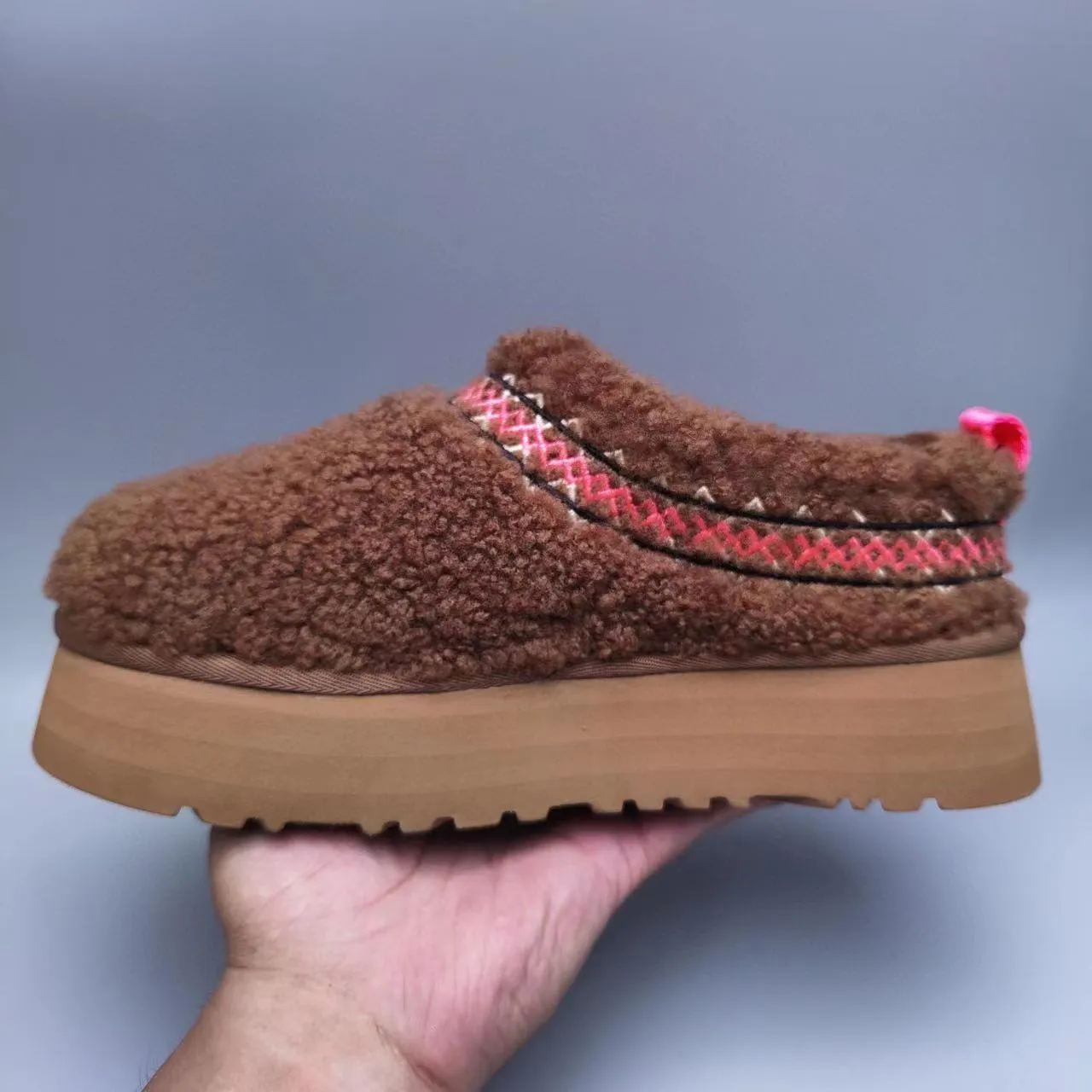 UGG Brown Red Shearling Upper Platform Sole Casual Shoes 7
