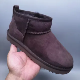 UGG Classic Mini Brown Suede Shearling-Lined Snow Boots