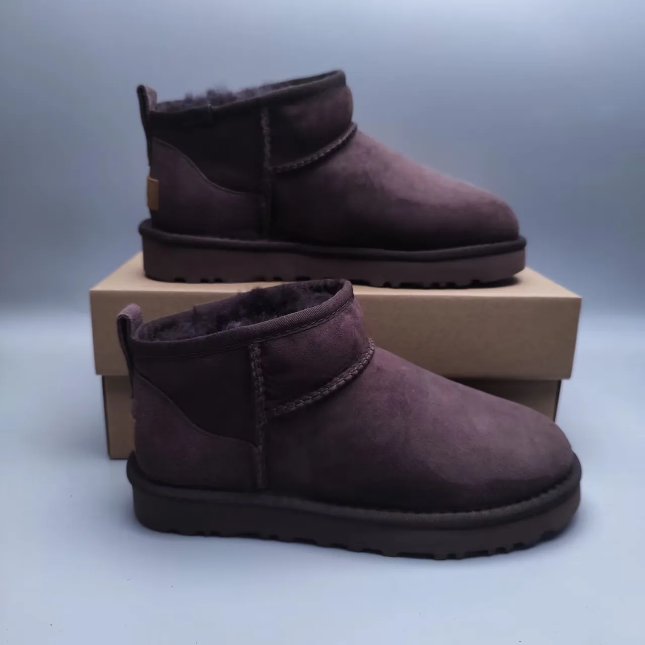 UGG Classic Mini Brown Suede Shearling-Lined Snow Boots 2