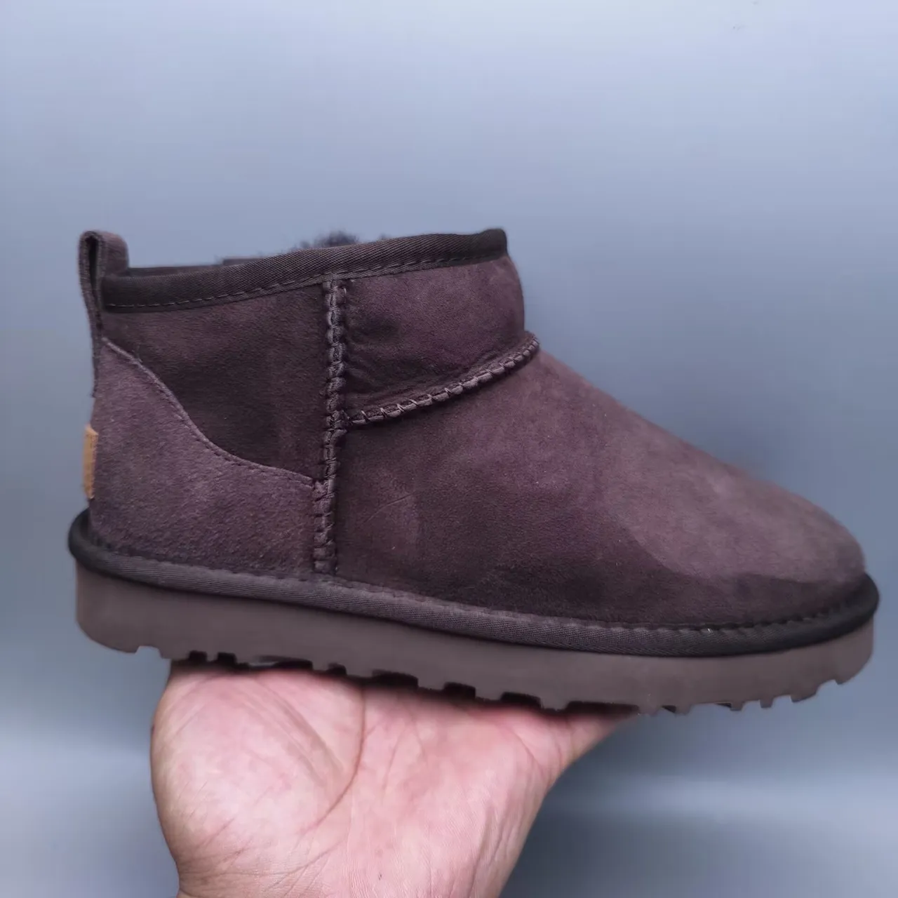 UGG Classic Mini Brown Suede Shearling-Lined Snow Boots 3