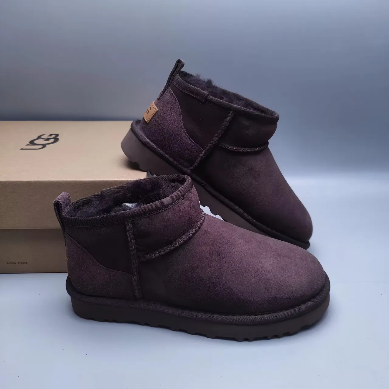 UGG Classic Mini Brown Suede Shearling-Lined Snow Boots 5