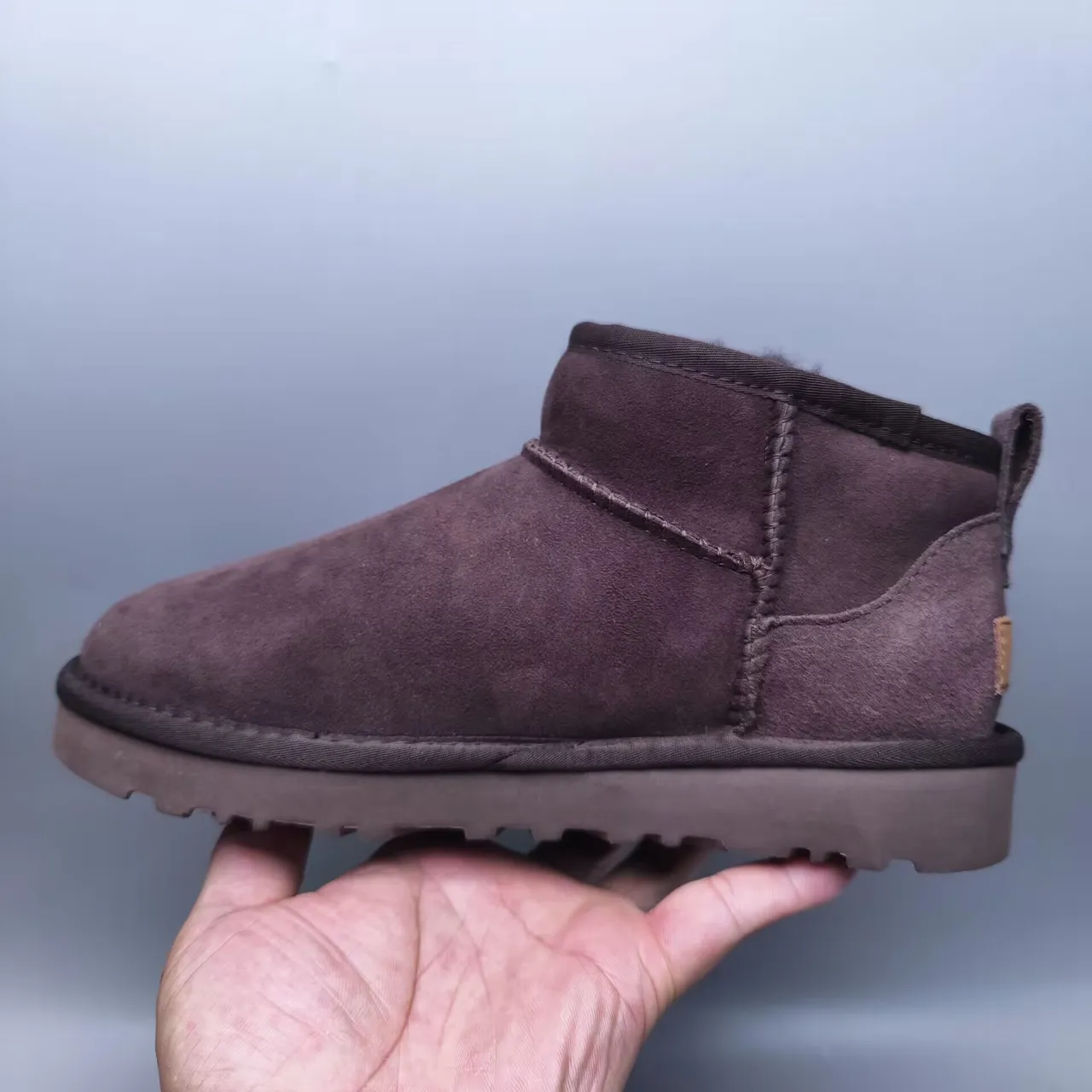 UGG Classic Mini Brown Suede Shearling-Lined Snow Boots 6