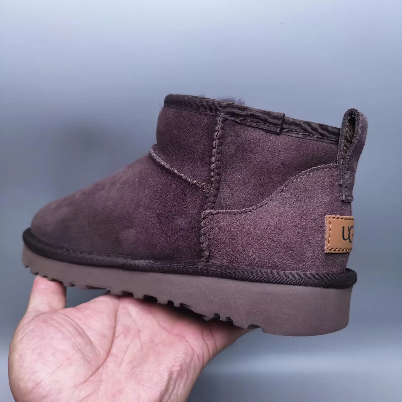 UGG Classic Mini Brown Suede Shearling-Lined Snow Boots 7