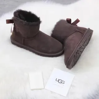 UGG Classic Mini Brown Suede Shearling-Lined Snow Boots