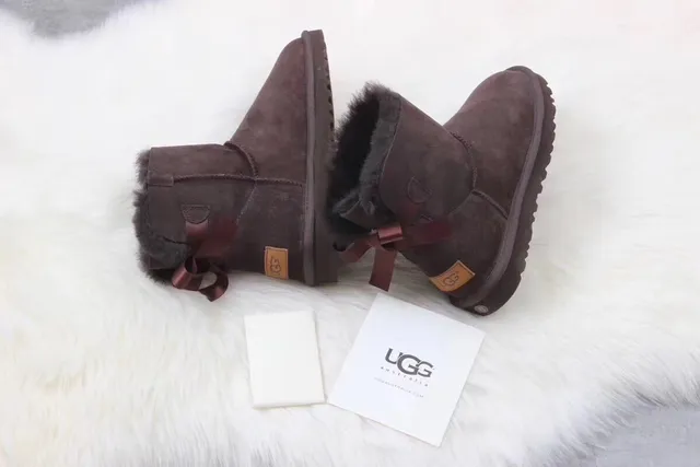 UGG Classic Mini Brown Suede Shearling-Lined Snow Boots 5