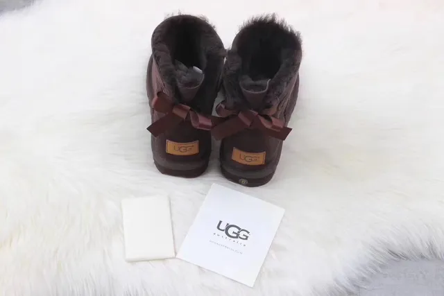 UGG Classic Mini Brown Suede Shearling-Lined Snow Boots 6