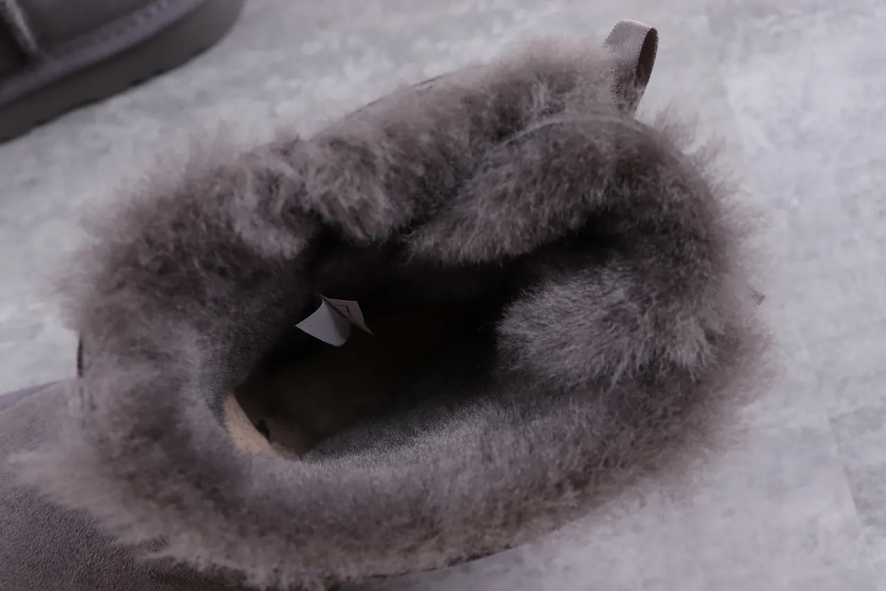 UGG Classic Mini Charcoal Gray Shearling-Lined Snow Boots 2