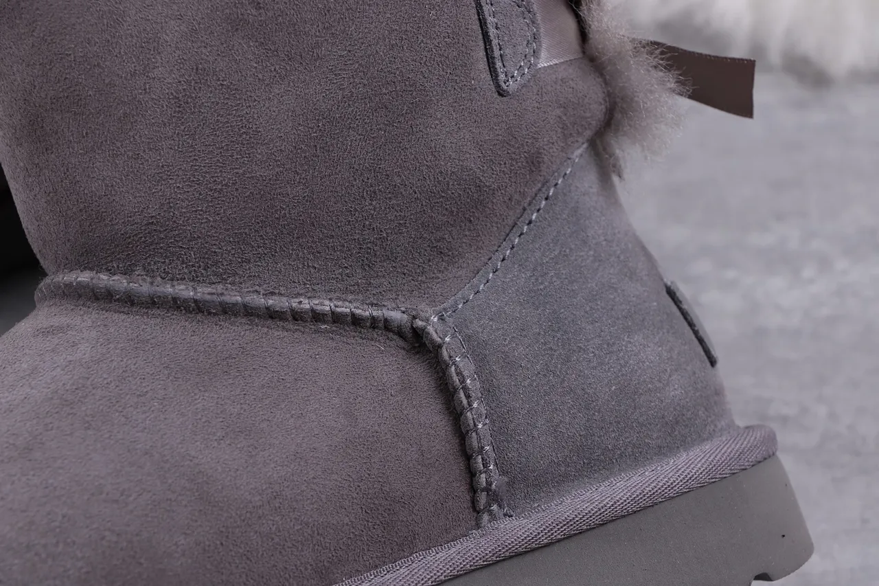 UGG Classic Mini Charcoal Gray Shearling-Lined Snow Boots 3
