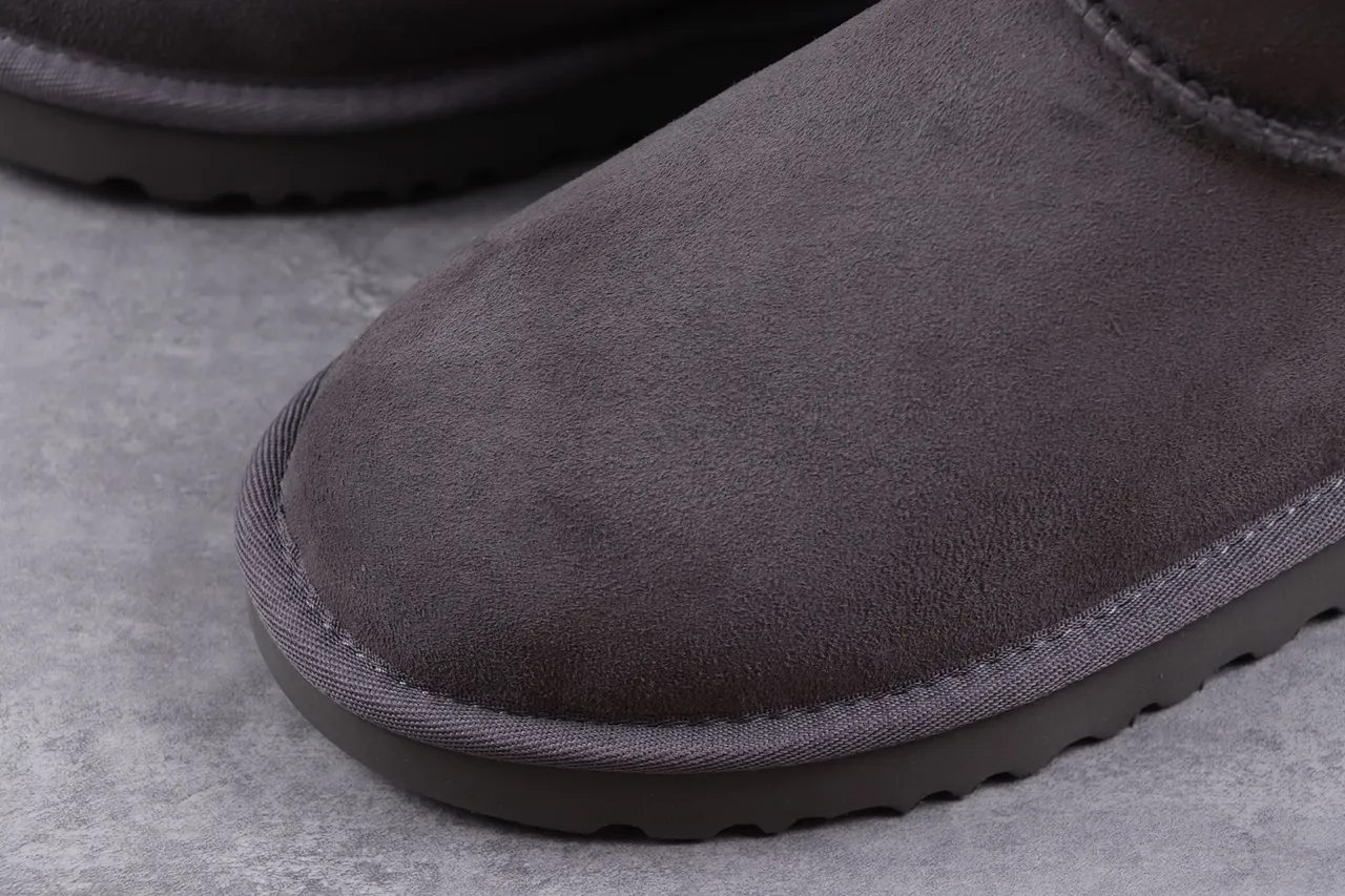 UGG Classic Mini Charcoal Gray Shearling-Lined Snow Boots 4