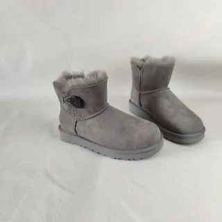 UGG Classic Mini ग्रे सूड शीयरलिंग-लाइन्ड स्नो बूट्स