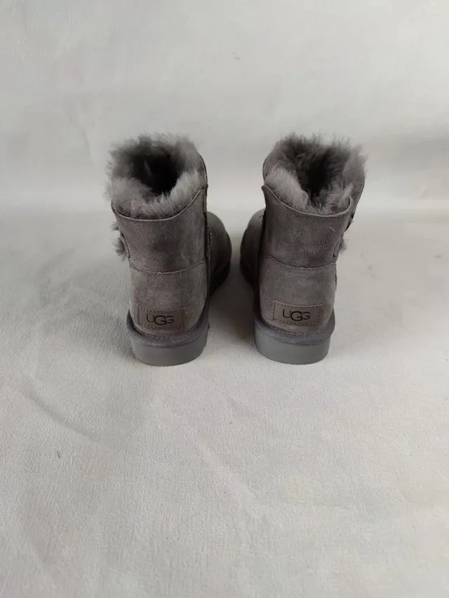 UGG Classic Mini Gray Suede Shearling-Lined Snow Boots 7