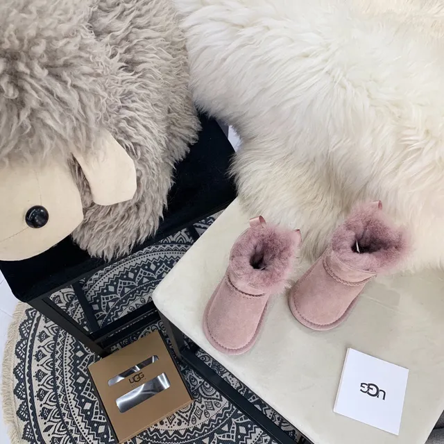 UGG Classic Mini Pink Suede Shearling Snow Boots 12