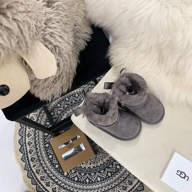 UGG Classic Mini Pink Suede Shearling Snow Boots 24