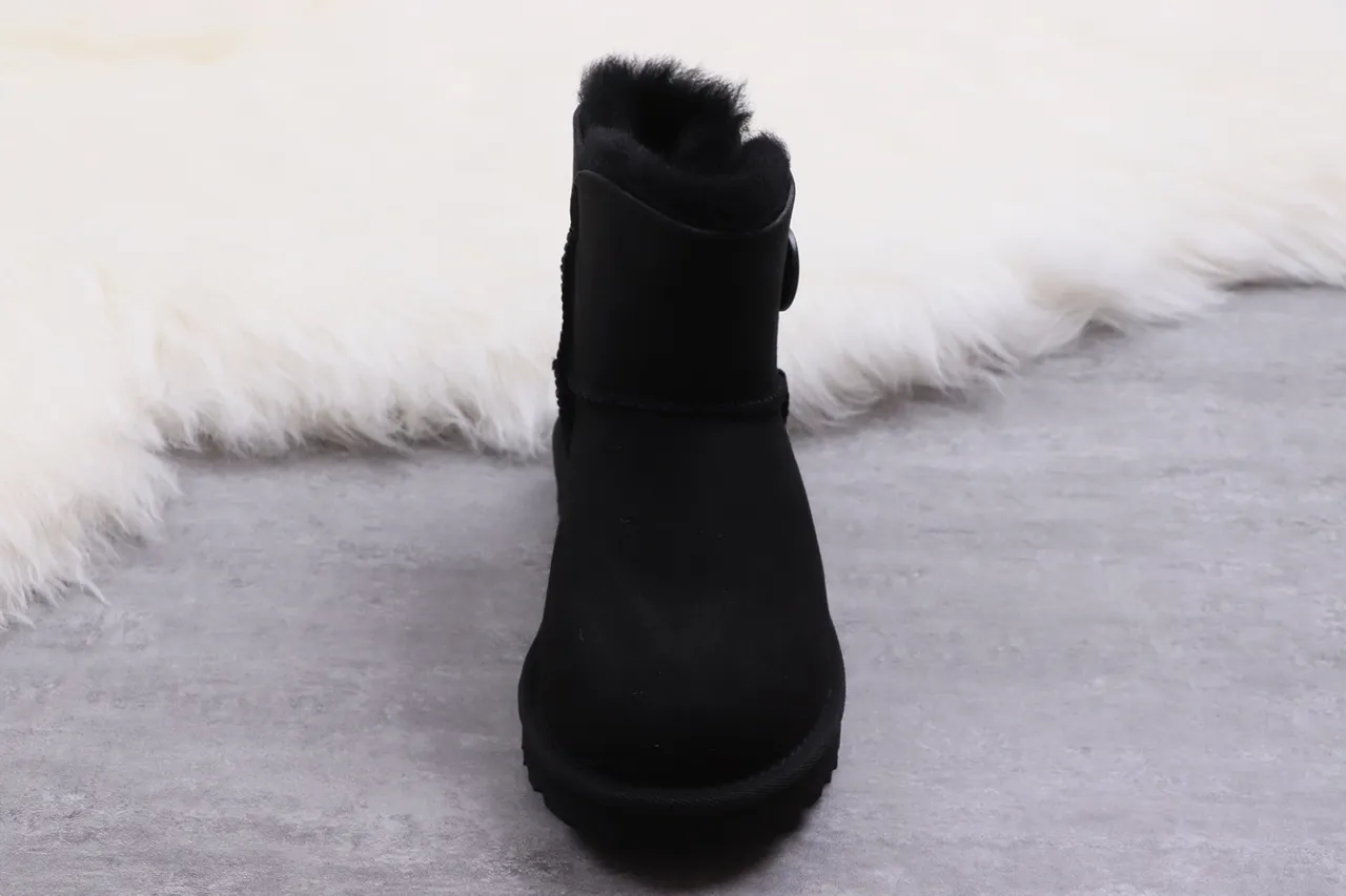 UGG Classic Short Black Shearling-Lined Snow Boots 10