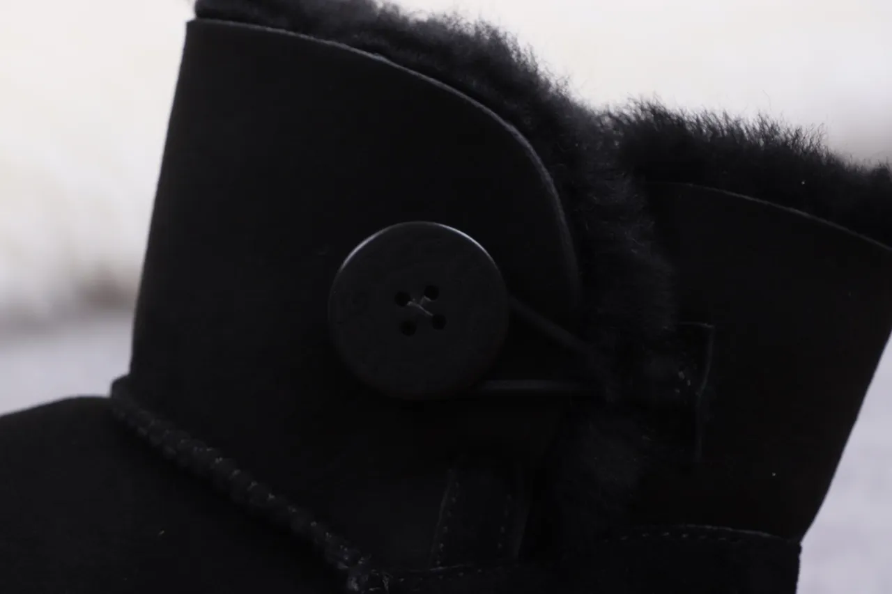 UGG Classic Short Black Shearling-Lined Snow Boots 12